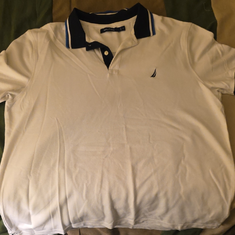 Nautica White Polo with Navy Trim and Logo